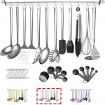 Stainless Steel Cooking Utensils Set,Kyraton 37 Pieces Kitchen Utensils Set, Kitchen Tool Gadgets Set with Utensil Holder Non-Stick and Heat Resistant Dishwasher Safe
