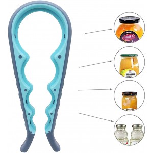 Jar Opener for Seniors with Arthritis,Jar Opener for Weak Hands,5-in-1 Bottle Opener,4-in-1 Can Opener (A-Blue)
