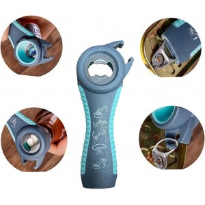 Jar Opener for Seniors with Arthritis,Jar Opener for Weak Hands,5-in-1 Bottle Opener,4-in-1 Can Opener (A-Blue)