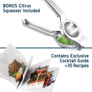 Bar Set Cocktail Shaker Set, Stainless Steel Mixology Bartender Kit, 16 Piece Cocktail Kit, Silver Cocktail Set, Bar Tools: 30oz Martini Shaker, Muddler, Bar Kit Cocktail Book, Jigger and Pourers