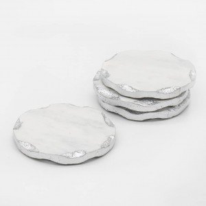 Godinger Coasters for Drink Spill Tabletop Protector with Silver Edge