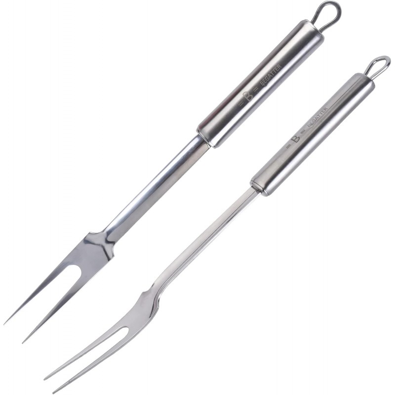 Meat Forks, Two Prong Large Forks for Cooking Kitchen Carving Serving BBQ Grilling, Stainless Steel, 13.3 Inch Long, 2 PCS