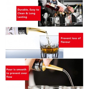 WAFJAMF 24 Pcs Stainless Steel Liquor Pour Spouts Set, Liquor Bottle Pourers with Rubber Dust Caps for Pours Liquid, Olive Oil, Wine, Vinegar (Gold-24 Pack)