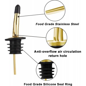 WAFJAMF 24 Pcs Stainless Steel Liquor Pour Spouts Set, Liquor Bottle Pourers with Rubber Dust Caps for Pours Liquid, Olive Oil, Wine, Vinegar (Gold-24 Pack)
