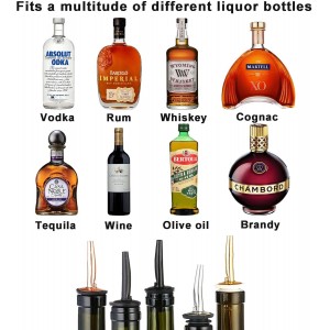 WAFJAMF 24 Pcs Stainless Steel Liquor Pour Spouts Set, Liquor Bottle Pourers with Rubber Dust Caps for Pours Liquid, Olive Oil, Wine, Vinegar (Gold-24 Pack)