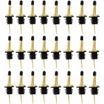 WAFJAMF 24 Pcs Stainless Steel Liquor Pour Spouts Set, Liquor Bottle Pourers with Rubber Dust Caps for Pours Liquid, Olive Oil, Wine, Vinegar (Gold-24 Pack)