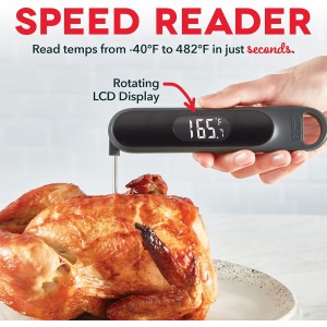 Dash Precision Quick-Read Thermometer - Meat Temperature Probe with LCD Display for Fast, Accurate Cooking and Baking - Water Resistant and Easy to Clean - Cool Gray