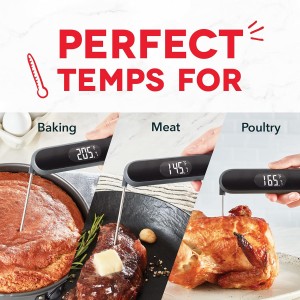 Dash Precision Quick-Read Thermometer - Meat Temperature Probe with LCD Display for Fast, Accurate Cooking and Baking - Water Resistant and Easy to Clean - Cool Gray