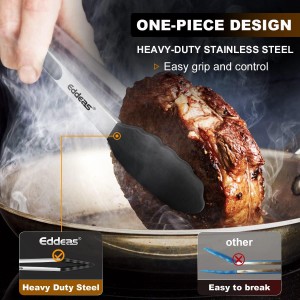 Kitchen Tongs with Silicone Tips, Tongs for Cooking Heat Resistant 600 Degrees Stainless Steel Locking Tong - 7