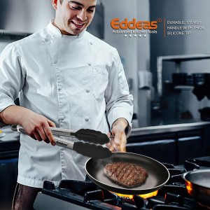 Kitchen Tongs with Silicone Tips, Tongs for Cooking Heat Resistant 600 Degrees Stainless Steel Locking Tong - 7