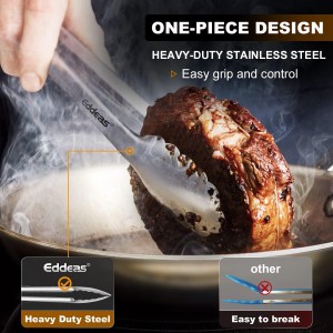 Tongs For Cooking - Heat Resistant 600 Degrees Stainless Steel Kitchen Tong,Heavy Duty Metal Locking Tongs - Perfect for Food,Salad and BBQ set of 3 (7