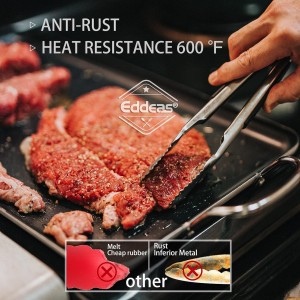 Tongs For Cooking - Heat Resistant 600 Degrees Stainless Steel Kitchen Tong,Heavy Duty Metal Locking Tongs - Perfect for Food,Salad and BBQ set of 3 (7