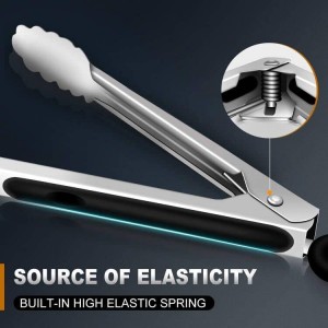 Tongs For Cooking - Heat Resistant 600 Degrees Stainless Steel Kitchen Tong,Heavy Duty Metal Locking Tongs - Perfect for Food,Salad and BBQ set of 3 (7