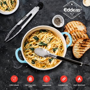 Tongs For Cooking - Heat Resistant 600 Degrees Stainless Steel Kitchen Tong,Heavy Duty Metal Locking Tongs - Perfect for Food,Salad and BBQ set of 3 (7