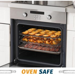 HIWARE Oven-Salf Collapsible Cooling Rack for Baking, 3 Tier 12”x 16.5”, Stainless Steel and Fit Half Sheet, Stackable Wire Cooling Racks for Cookie, Pizza, Cake