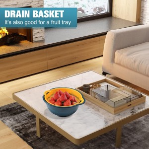 6 Pieces Colander with bowl, Food Strainer for Pasta Veggies and Fruits, BPA Free, Dishwasher Safe (blue)