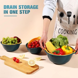 6 Pieces Colander with bowl, Food Strainer for Pasta Veggies and Fruits, BPA Free, Dishwasher Safe (blue)