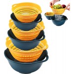 6 Pieces Colander with bowl, Food Strainer for Pasta Veggies and Fruits, BPA Free, Dishwasher Safe (blue)