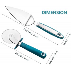 Webake Pizza Cutter Wheel Pie Serve Set, Large Pizza Slicer Stainless Steel Pie Cake Cutter with Non-slip Green Handle, Ideal for Cake Pizza Pies Dough Fudge