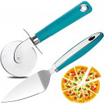 Webake Pizza Cutter Wheel Pie Serve Set, Large Pizza Slicer Stainless Steel Pie Cake Cutter with Non-slip Green Handle, Ideal for Cake Pizza Pies Dough Fudge