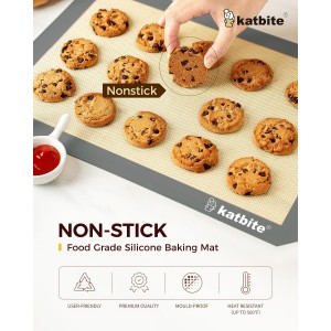 Silicone Baking Mat, Katbite Large Baking Mat Set of 3-2 Half Sheets Mats (11 5/8