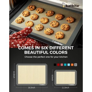 Silicone Baking Mat, Katbite Large Baking Mat Set of 3-2 Half Sheets Mats (11 5/8