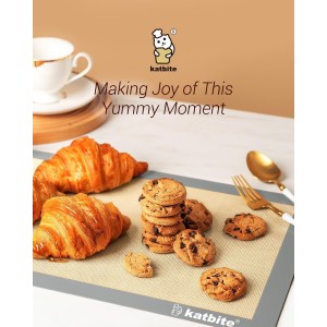 Silicone Baking Mat, Katbite Large Baking Mat Set of 3-2 Half Sheets Mats (11 5/8