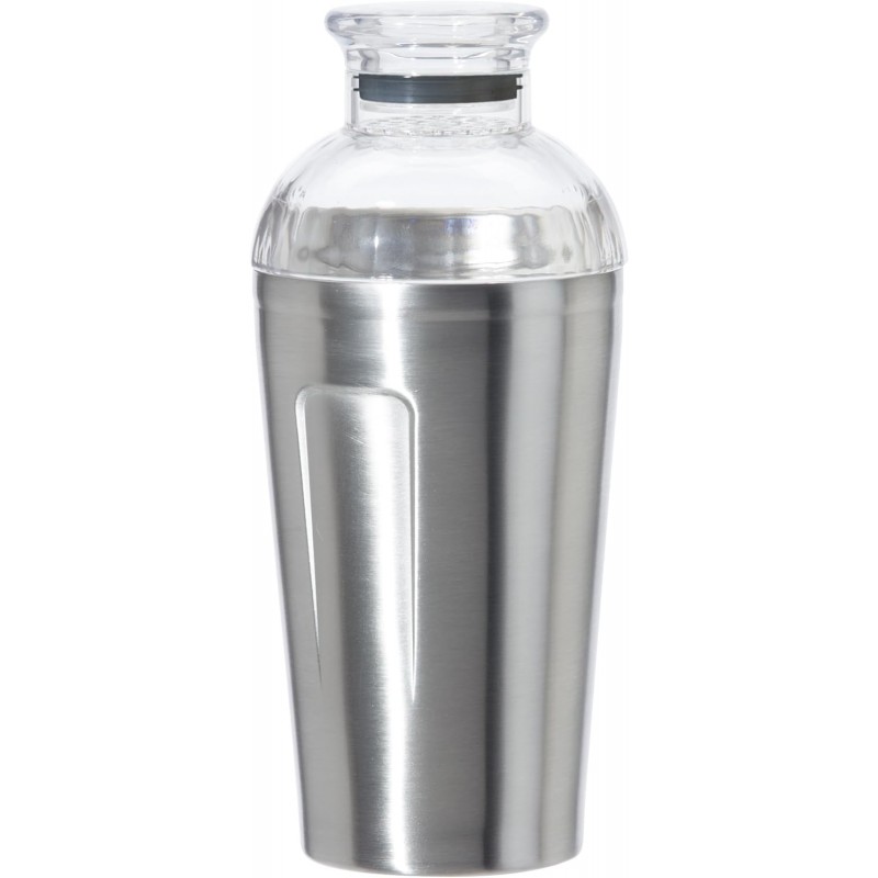 OGGI Groove Insulated Cocktail Shaker-17oz Double Wall Vacuum Insulated Stainless Steel, Tritan Lid has Built In Strainer, Ideal Cocktail Mixer, Martini Shaker, Margarita Shaker, Stainless