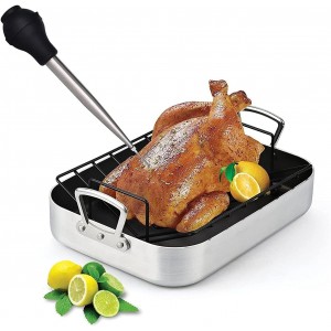 Turkey Baster and Poultry Lifters fork Set of 2. Food grade stainless steel and BPA-Free Silicone. Dishwasher-Safe