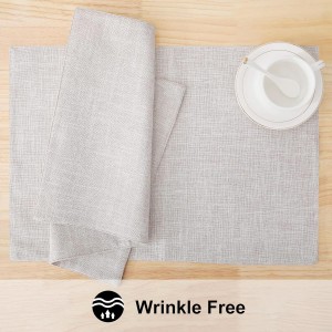 homing Cotton Linen Placemats Set of 6, Cloth Washable Farmhouse Dining Table Mats for Indoor, Outdoor, Easter, Easy to Clean, Neutral Beige, 13 x 19 Inch