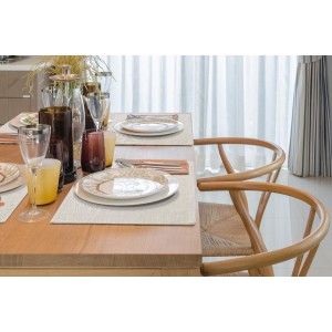 homing Cotton Linen Placemats Set of 6, Cloth Washable Farmhouse Dining Table Mats for Indoor, Outdoor, Easter, Easy to Clean, Neutral Beige, 13 x 19 Inch