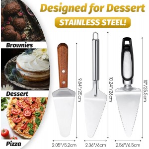 3 Pieces Pie Server Set Stainless Steel Pie Spatula Serrated with Comfortable Handle, Easy to Grip for Cutting and Serving Desserts Pizza and Cake