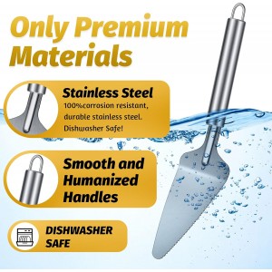 3 Pieces Pie Server Set Stainless Steel Pie Spatula Serrated with Comfortable Handle, Easy to Grip for Cutting and Serving Desserts Pizza and Cake