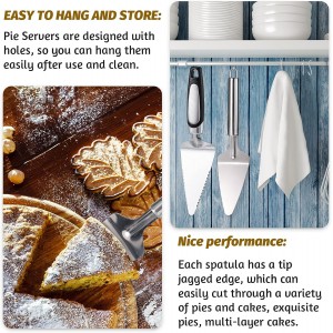 3 Pieces Pie Server Set Stainless Steel Pie Spatula Serrated with Comfortable Handle, Easy to Grip for Cutting and Serving Desserts Pizza and Cake