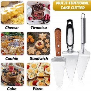 3 Pieces Pie Server Set Stainless Steel Pie Spatula Serrated with Comfortable Handle, Easy to Grip for Cutting and Serving Desserts Pizza and Cake