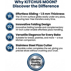 Large Pizza Peel 16 inch - Extra Large Metal Pizza Peel with 14 inch Stainless Steel Pizza Cutter Rocker, Pizza Paddle with Folding Handle (13