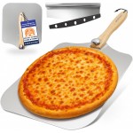 Large Pizza Peel 16 inch - Extra Large Metal Pizza Peel with 14 inch Stainless Steel Pizza Cutter Rocker, Pizza Paddle with Folding Handle (13