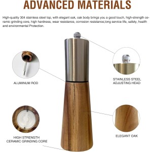 Salt and Pepper Grinder Set,Stainless Steel Manual Salt and Pepper Mill,Adjustable Thickness,Suitable For Kitchen,Barbecue,Picnic,2 Packs