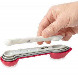 Prepworks Dual-Ended, Magnetic Measuring Spoon Set, White, 5 Piece