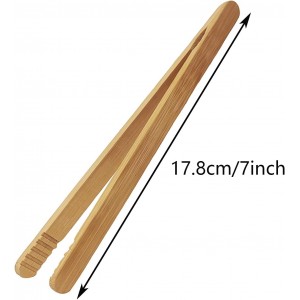 7 Inch Bamboo Kitchen Utensil Tongs, Reusable Bamboo Toast Tongs for Toast, Kimchi, Fruit and Tea, 8 Pcs.