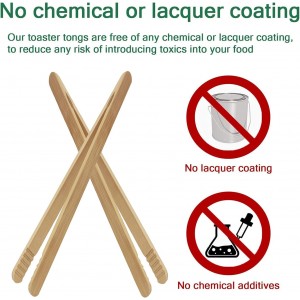 7 Inch Bamboo Kitchen Utensil Tongs, Reusable Bamboo Toast Tongs for Toast, Kimchi, Fruit and Tea, 8 Pcs.