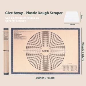 Sapid Extra Thick Silicone Pastry Mat Non-slip with Measurements for Non-stick Silicone Baking Mat Extra Large, Dough Rolling, Pie Crust, Kneading Mats, Countertop, Placement Mats (24