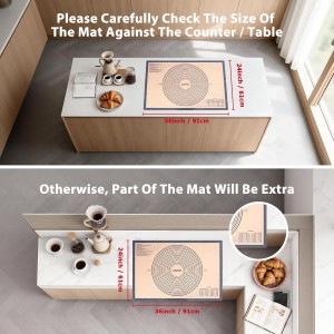 Sapid Extra Thick Silicone Pastry Mat Non-slip with Measurements for Non-stick Silicone Baking Mat Extra Large, Dough Rolling, Pie Crust, Kneading Mats, Countertop, Placement Mats (24