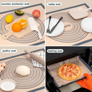 Sapid Extra Thick Silicone Pastry Mat Non-slip with Measurements for Non-stick Silicone Baking Mat Extra Large, Dough Rolling, Pie Crust, Kneading Mats, Countertop, Placement Mats (24