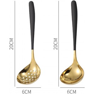 Black Gold Soup Ladle Colander Slotted Spoon Set Skimmer Strainer Gravy Sauce Server Stainless Steel
