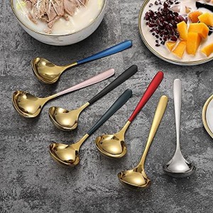 Black Gold Soup Ladle Colander Slotted Spoon Set Skimmer Strainer Gravy Sauce Server Stainless Steel