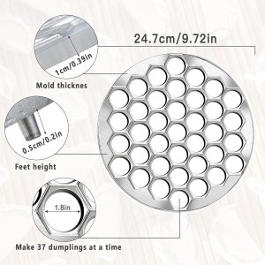 Ravioli Dumpling Mold, Food Grade Safe Dumplings Maker, Russian Pelmeni Maker with 37 Holes Double, Pastry Ravioli Wheel Cutter and Roller Pin for Making Dumplings Ravioli