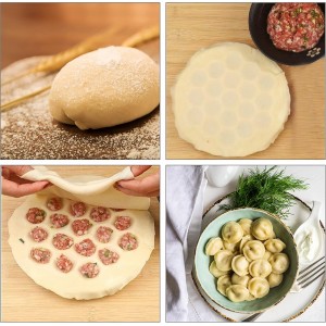 Ravioli Dumpling Mold, Food Grade Safe Dumplings Maker, Russian Pelmeni Maker with 37 Holes Double, Pastry Ravioli Wheel Cutter and Roller Pin for Making Dumplings Ravioli