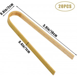 Luter 20pcs Wooden Disposable Cooking Utensils Mini Wooden Tongs Natural Toast Tongs for Charcuterie Cooking