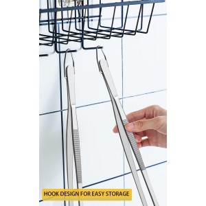 JETKONG 2 Pcs 12-Inch Kitchen Tweezers Fine Tweezer Tongs, Extra-Long Stainless Steel Cooking Tweezers (Silver)